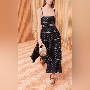 NWT Ulla Johnson size 10 Clemente Black and White Tiered Maxi Sundress